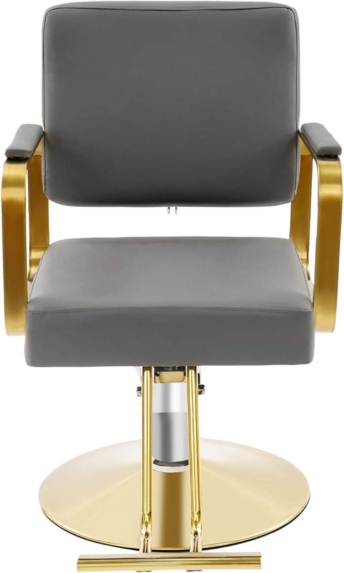 Artist Hand Salon Chair for Hair Stylist, 360° Swivel Hydraulic Barber Chair Barber Styling Chair Tattoo Chair Salon & Spa Chairs for Hair Stylist Women Man, Max Load Weight 440 Lbs (Grey+Gold)