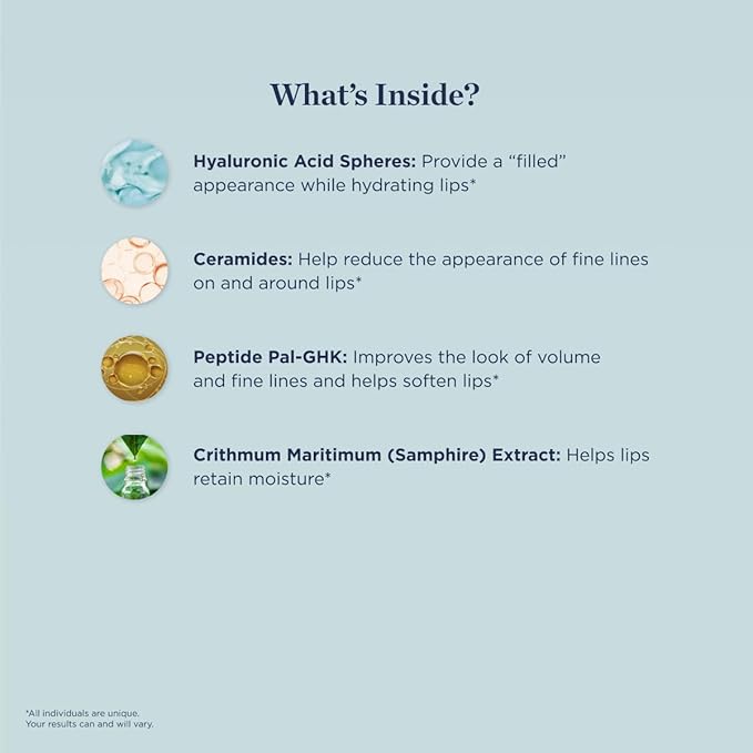 Anti Aging Lip Enhancer- Plumping Formula for Fuller, Hydrated Lips - Visibly Volumize, Smooth Lips w/Collagen Supporting Agents- Hyaluronic Acid, Ceramides, Peptides- No Sting/Burn