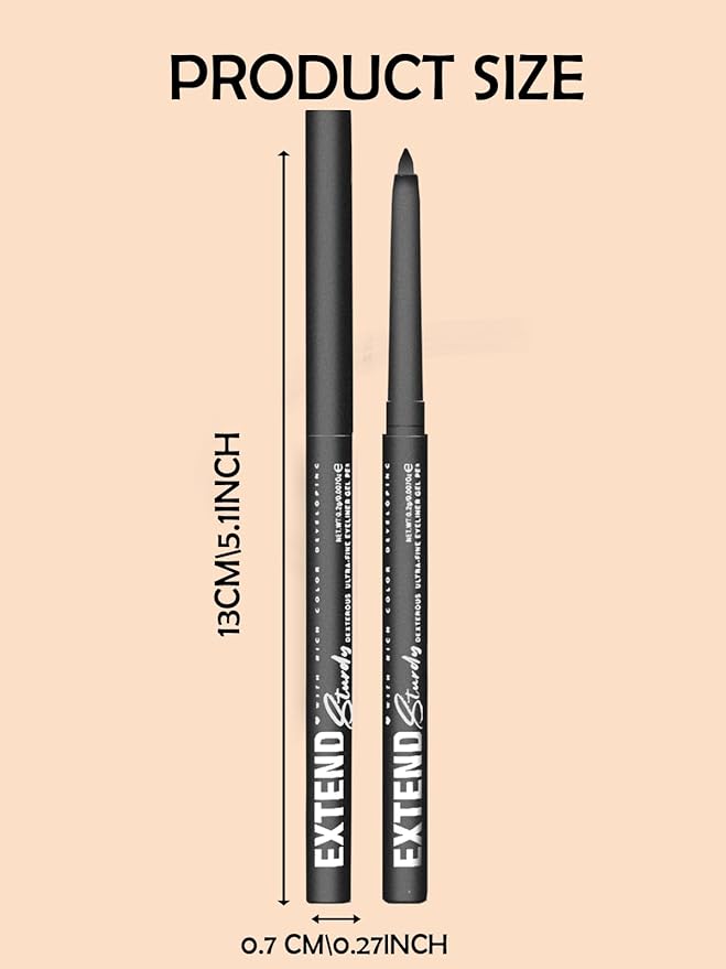 Shimmer Black Gel Glitter Eyeliner Pencil, Metallic Waterproof Smudge-Proof Creamy Retractable Smooth Eye Liner pencil, Hypoallergenic Long Lasting Eyeliner Brightener Pen Eye Makeup Gift for Women#12