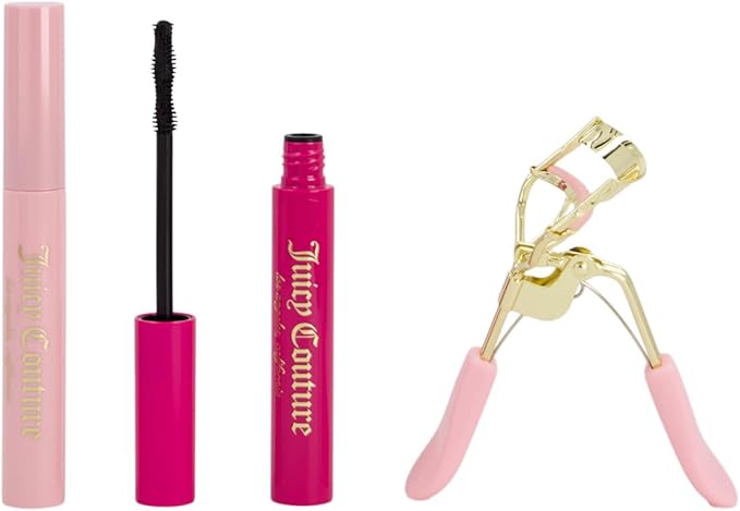 Juicy Couture Mascara Duo & Lash Curler – Dual Mascara Shades of Black, Intense Volume & Lucious Lash Curls