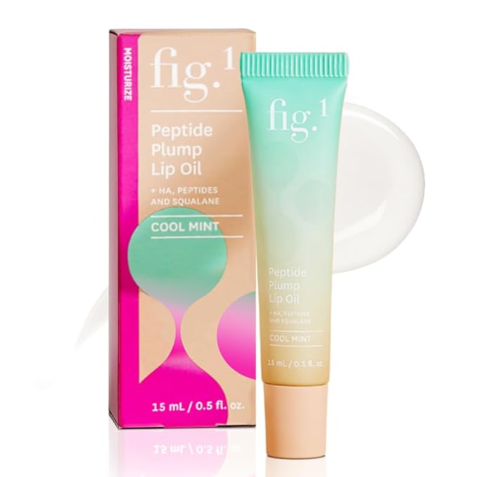Fig.1 Peptide Plump Lip Oil | Hydration-Based Lip Oil Gloss with Hyaluronic Acid & Vegan Squalane | Non-Sticky, Fragrance-Free, Vegan | Moisturizing Lip-Gloss – 0.5 fl oz