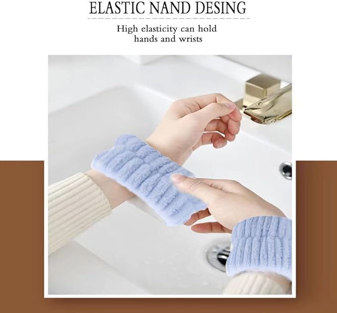 Face Washing Set, Manual Facial Cleansing Brush, 2-in-1 Skin Care face Brush, Silicone Facial Scrubber,Equipped with Headbands, Wrist Band, Facial Mask Brush and Powder Puff（Blue 6pcs）