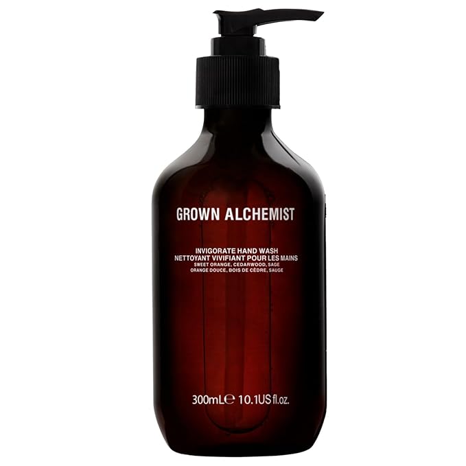 Grown Alchemist Invigorate Hand Wash – Liquid Hand Soap with Aloe, Sweet Orange, Cedarwood & Sage – Gentle, Moisturizing Kitchen & Bathroom Soap, Natural Plant Based Gel Cleanser, 300mL