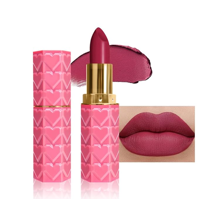 evpct 1Pcs Plum Purple Pink Lipstick, Silky Velvet Matte Lipstick Pack Sets for Women, Long Lasting Smudge Proof Lipstick Lip Stain Makeup Kit matte lipstick 24 hours original P06