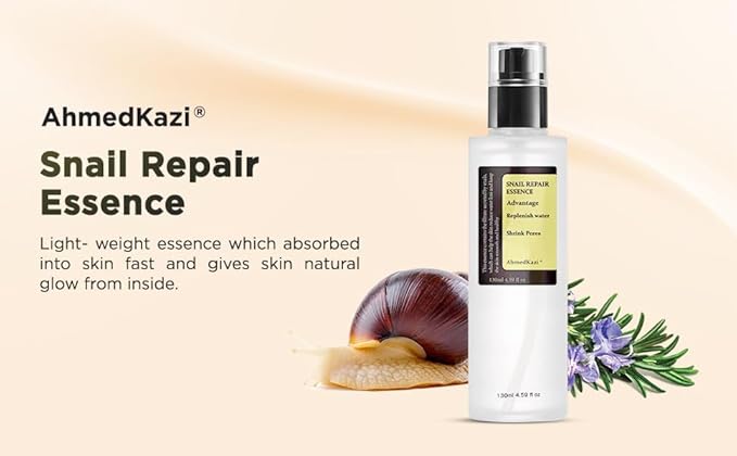 Snail Mucin Power Essence 4.39 fl.oz 130ml, Korean Skincare Snail Mucin Serum for Dry Sensitive Skin, Moisturizing with 96.3% Snail Secretion Filtrate