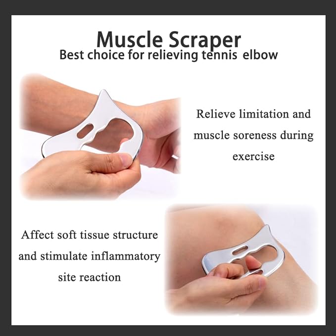 FeelFree Sport Stainless Steel Gua Sha Scraping Massage Tool Set of 7 Pieces-Muscle Scraper-IASTM Tool for Soft Tissue Mobilization Physical Therapy