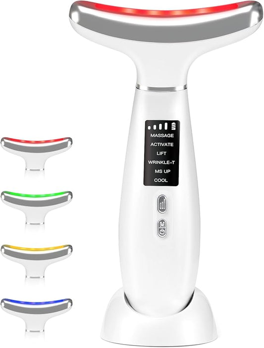 Red Light Therapy for face,Facial Massager,Skin Care Tool,for Anti-Aging, at Home,Lifting and Tightening Sagging Skin (Pearl White)