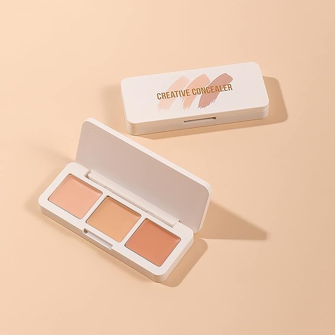 IFiona Tricolor Concealer to Cover Spots,Stains,Acne,Freckles and Brighten Skin Color Concealer Palette