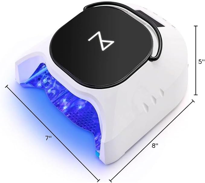 M - GlowPro Professional Hybrid 86W Wireless Rechargeable UV LED Nail Curing Lamp Cordless Nail Dryer for Gel Nails, Manicure, Pedicure (Black & White)