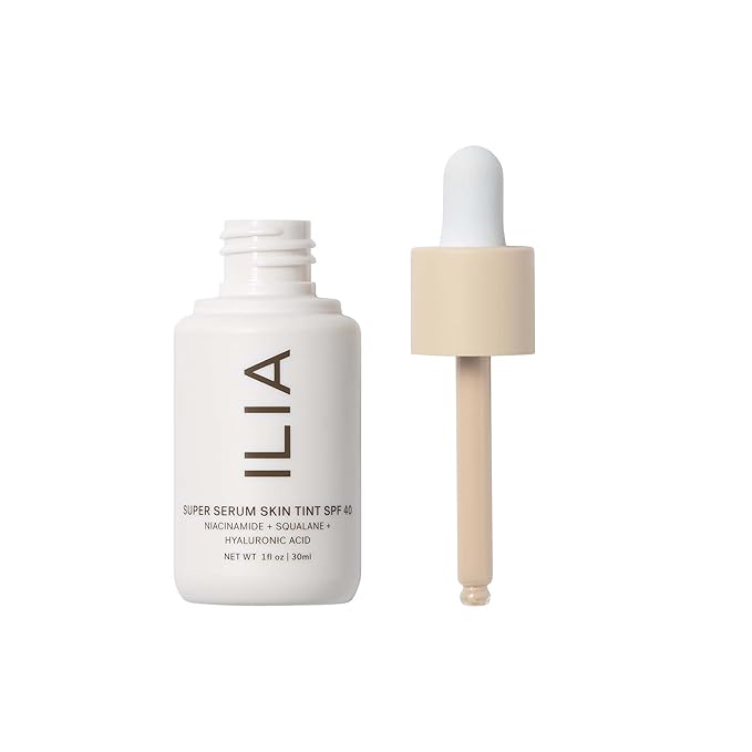 ILIA - Super Serum Skin Tint SPF 40 | Non-Comedogenic, Vegan, LIghtweight to Help Against Blue Light, + Pollution while Hydrating, Smoothing, + Refining (Rendezvous ST1, 1 fl oz | 30 ml)