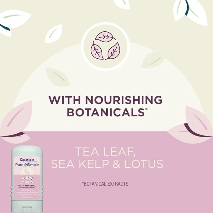 Coppertone WaterBabies Baby Sunscreen Spray SPF 50 (6 Oz) + Pure and Simple Baby Sunscreen Stick SPF 50, Tear Free (0.49 Oz), Hypoallergenic