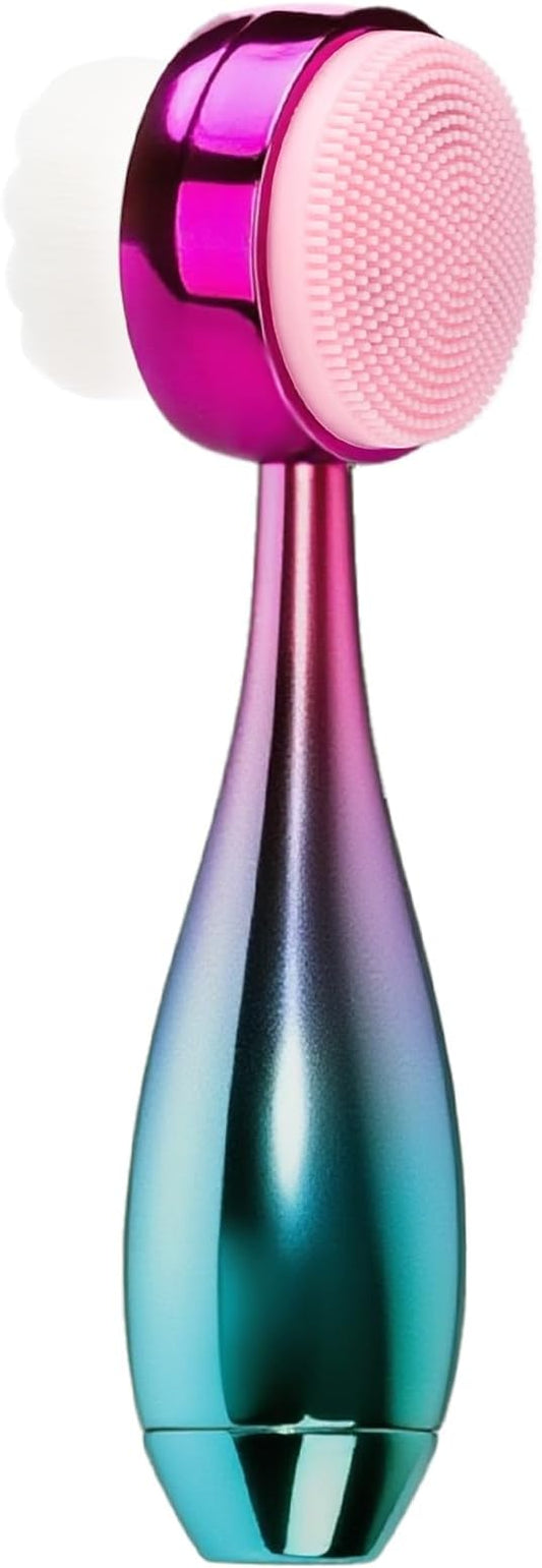 Face Brush 2 in 1, Facial Cleansing Brush Double Sides, Facial Exfoliation Scrub Brush Silicone Manual Face Scrubber Brush for Gentle Deep Pore Cleansing, Skincare (Green, 1 Pack)