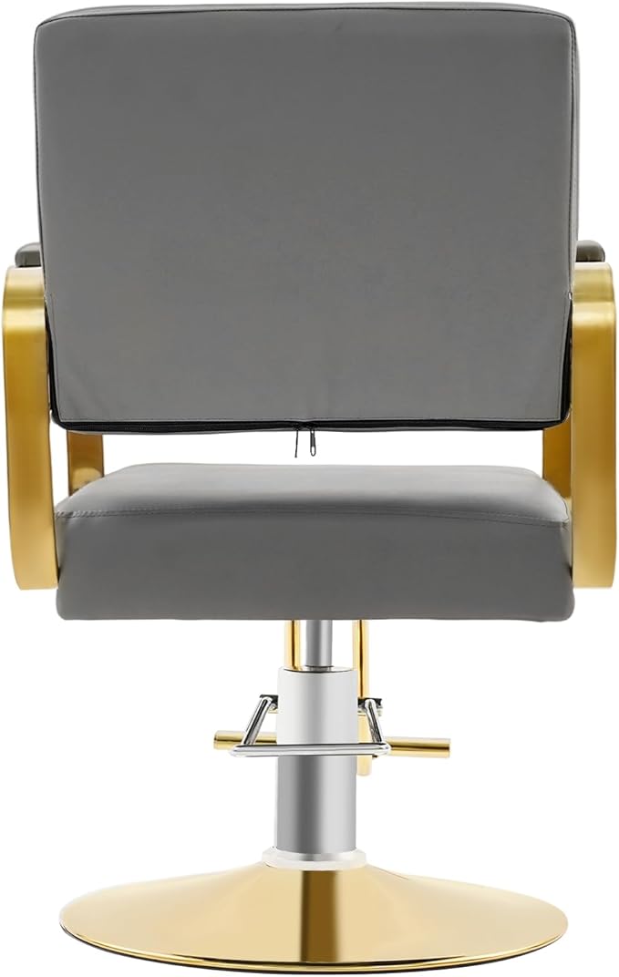 Artist Hand Salon Chair for Hair Stylist, 360° Swivel Hydraulic Barber Chair Barber Styling Chair Tattoo Chair Salon & Spa Chairs for Hair Stylist Women Man, Max Load Weight 440 Lbs (Grey+Gold)