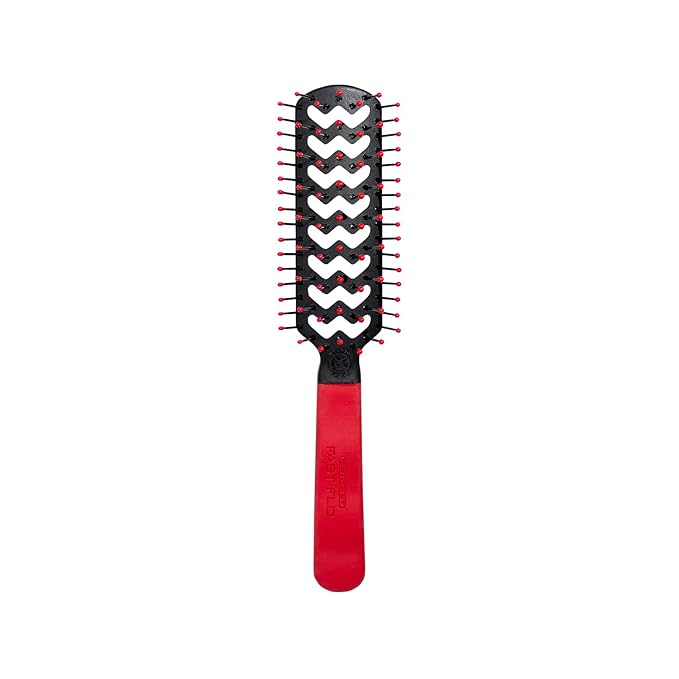 Cricket Static Free Fast Flo Color Vent Hair Brush - Quick and Blow Drying, Detangling, and Frizz-Free Styling - Anti-Static Bristles, Ideal for All Hair Types, So Rad (Red)