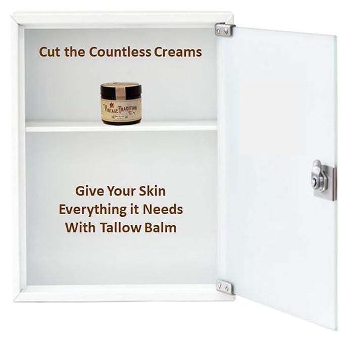 Vintage Tradition Beef Tallow All Purpose Balm - Healing, Hydrating Mild Scent Skin Care Salve Replaces Body Lotion, Hand Cream, More - Essential Oil, Olive Oil, and Grass-Fed Tallow, 2 fl. oz.