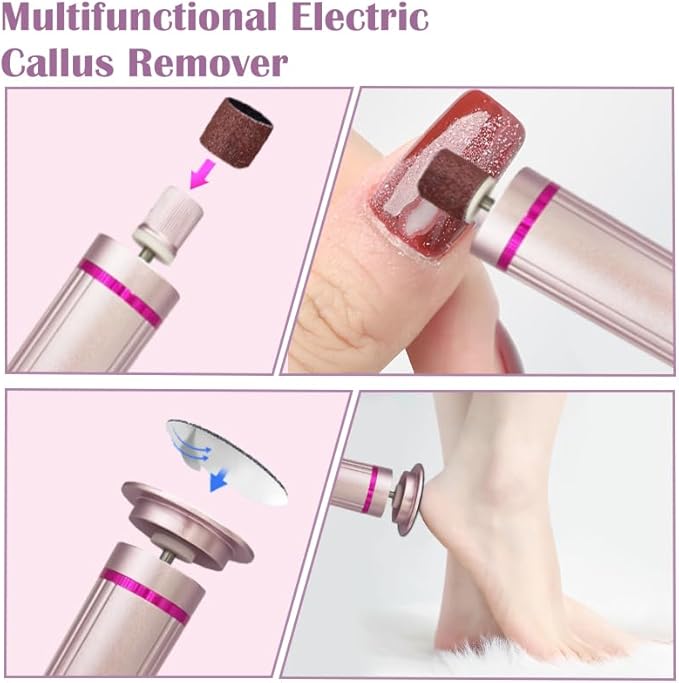 Ideal Swan 2 in 1 Electric Feet Callus Remover, 9 Adjustable Speed Foot File with Sandpaper Discs & Grinding Heads, Electric Foot Callus Remover Cutin Dead Skin calluses for Men Women(Pink)