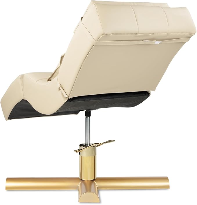 TATARTIST Curved Lash Bed Eyelash Extension Table High Density Sponge Comfortable Beauty Salon Treatment Table with Adjustable Backrest and Legrest (Light Khaki + Salon Stool)