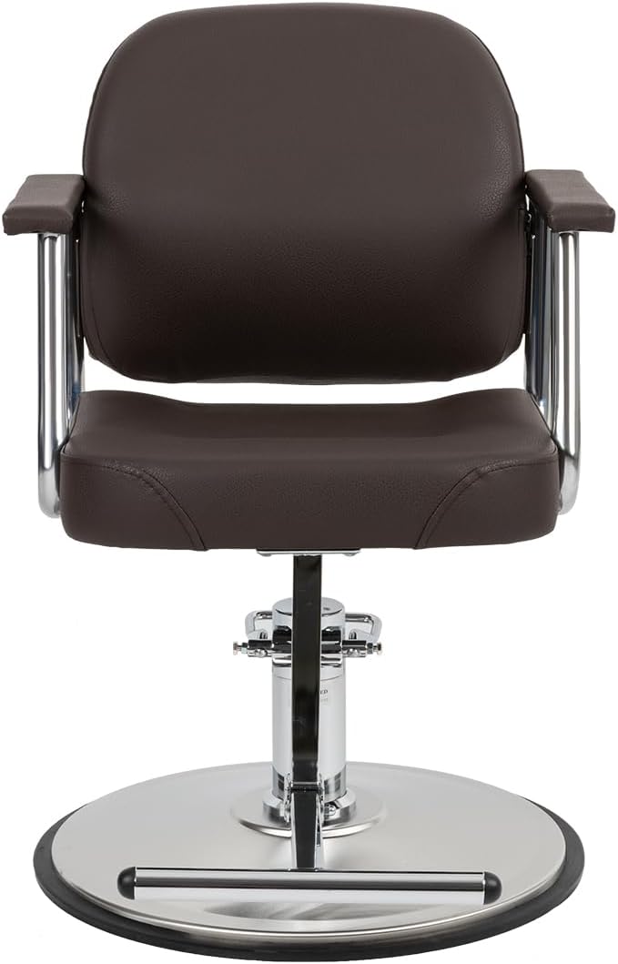Zaria Wide Salon Styling Chair, Round Chrome 360° Swivel Hydraulic | Minerva Beauty (Espresso)