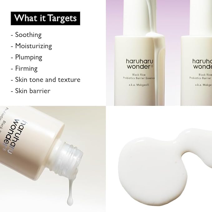 haruharu Wonder Black Rice Probiotics Barrier Essence, Travel Size, Skin Flooding & Layering, Strengthen Skin Barrier, Soothing, Plumping, Holiday Stocking Stuffer, Korean Skincare, 1.01 fl. oz