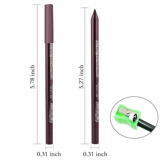 evpct Plum Maroon Red Eyeliner Pencils for Eyes, Plum Maroon Red Colored Eye Liner Pencil Pen Waterproof Smudge Proof, Colored Gel Waterline Eyeliner Pencil, Face Eye Paint Stick Halloween Makeup 18