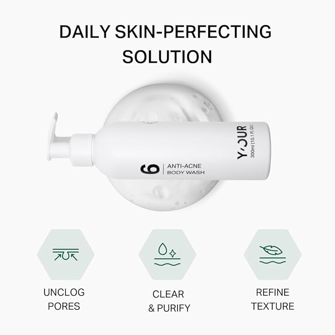 Y'OUR Acne Clearing Body Wash | Gentle & Non-Drying Salicylic Acid Formula | For All-Over Body Use - Smooths Texture & Evens Tone | Clears Bacne & Breakouts for Women + Men, Paraben & Sulfate Free