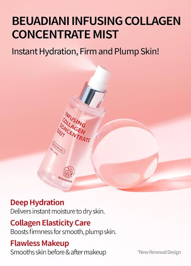 BEAUDIANI Collagen Facial Mist – Hydrating & Firming Spray for Face, Anti-Wrinkle Korean Skincare, Daily Moisturizer & Skin Tightening Mist with Nourishing Collagen (1.69 fl oz)