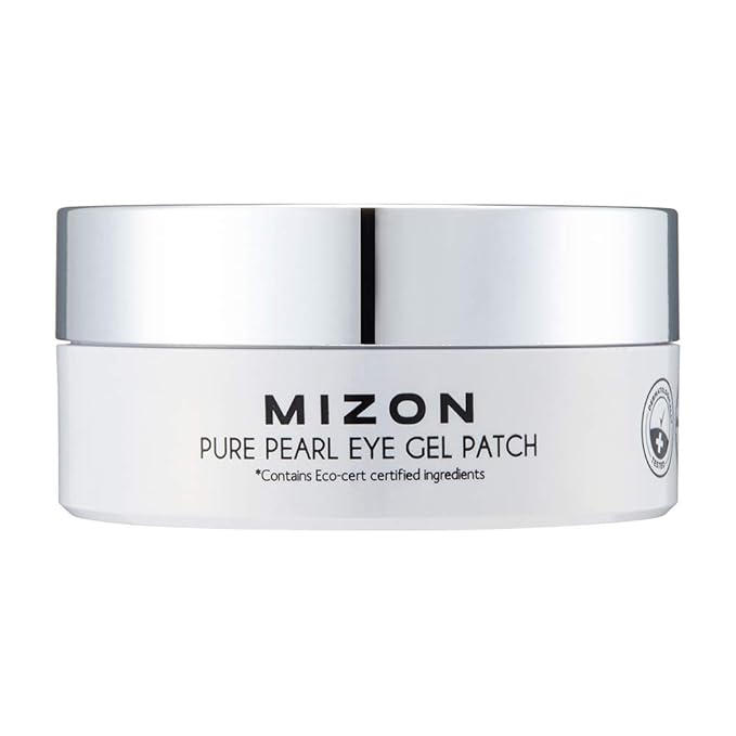 MIZON Pure Pearl Eye Gel Patch with Pearl, Diamond Powder, and Niacinamide for Radiance, Firming, and Nourishment – 60pcs – Improves Dark Circles and Luminosity