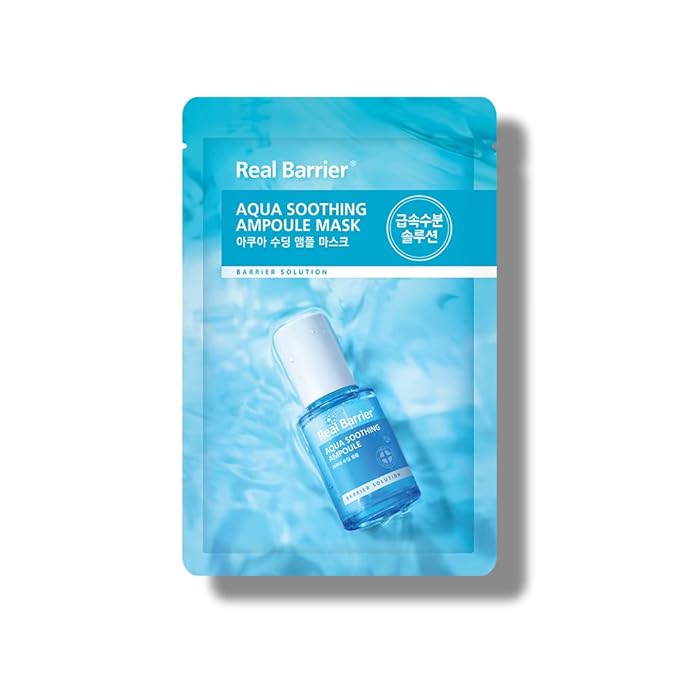 Real Barrier | Aqua Soothing Ampoule Face Sheet Mask | Sheet Masks with Hyaluronic Acid | Korean Face Mask Skincare | Moisturizing & Hydrating for Dry & Sensitive Skin | Facial Moisturizer | 10 Sheets