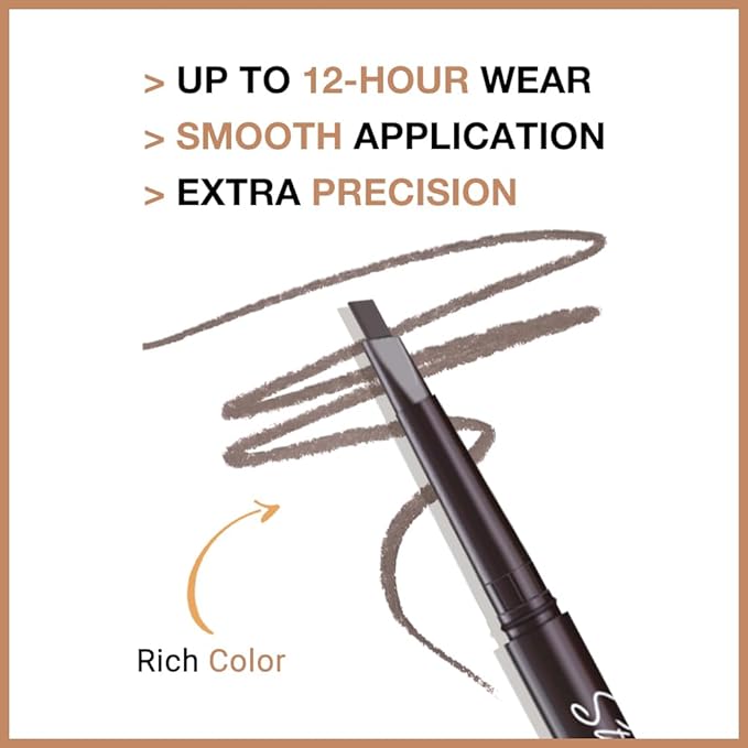12 Pcs Ultimate Eyebrow Retractable Definer Pencils,Dual-Sided Natural Soft Textured Eyebrow Pencil, for Daily Look Eyebrow Makeup,Brow Brush,Fine Tip (12Pcs-Dark Brown-Retractable Triangle)
