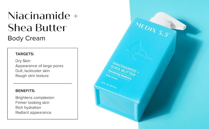 MEDIX Fragrance Free Niacinamide Face Moisturizer + Shea Butter Cream For Face & Body Lotion | Anti Aging Skin Care Firming Cream For Wrinkles, Dark Spots, Large Pores, 15 Fl Oz, 2-Pack
