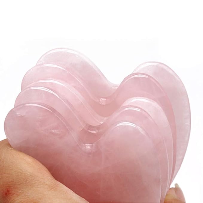 rosenice Gua Sha Facial Tools Guasha Tool Gua Sha Jade Stone for Face Skincare Facial Body Acupuncture Relieve Muscle Tensions Reduce Puffiness Festive Gifts (Pink)