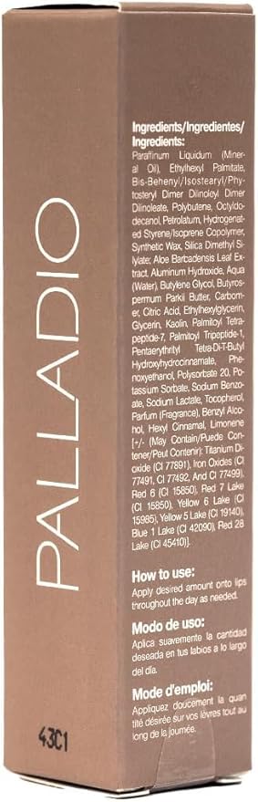 Palladio Butter Balm - Hydrating Lip Balm with Sheer Tint, Aloe, Peptides, Shea Butter, and Vegan Formulation for Instant Moisture, Shine, and Soothing Lip Care, Caramel Glazed