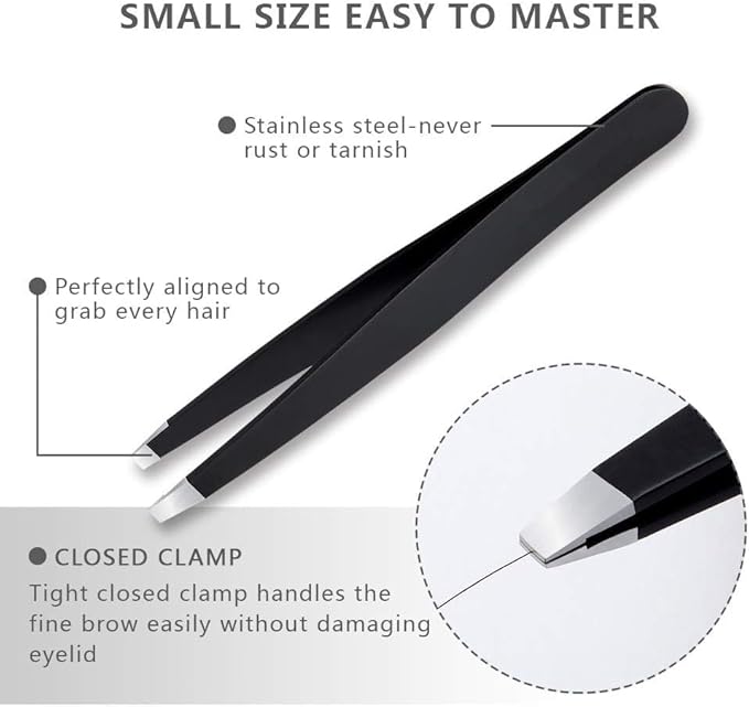 Stainless Steel Slant Tweezer - Eyebrow Tweezers for Women and Men