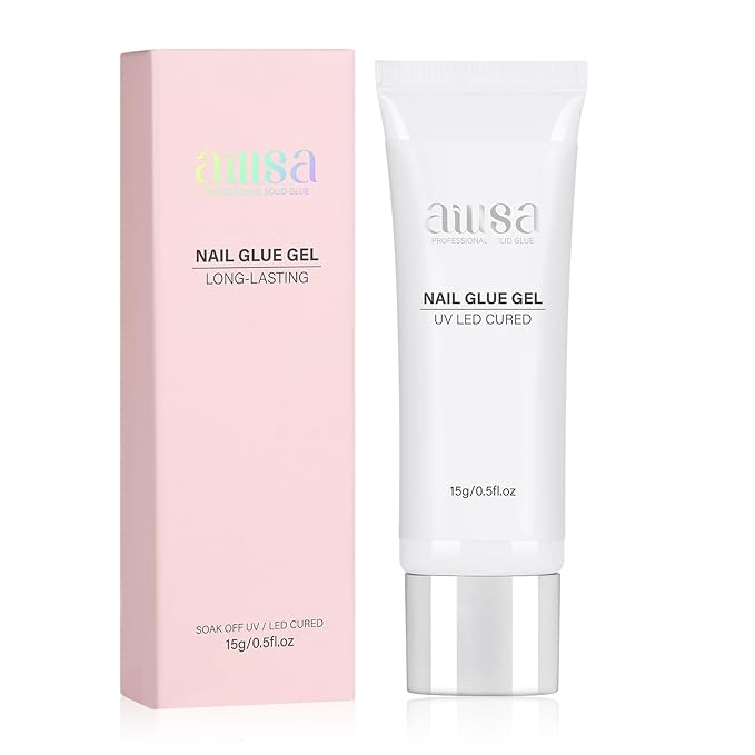 AILLSA Solid Gel Nail Glue for Nail Tips Super Strong Gel Glues Professional Fake Acrylic Soft Nails Glue U V Lamp Curing Needed - Long Lasting 15g / 0.5fl.oz