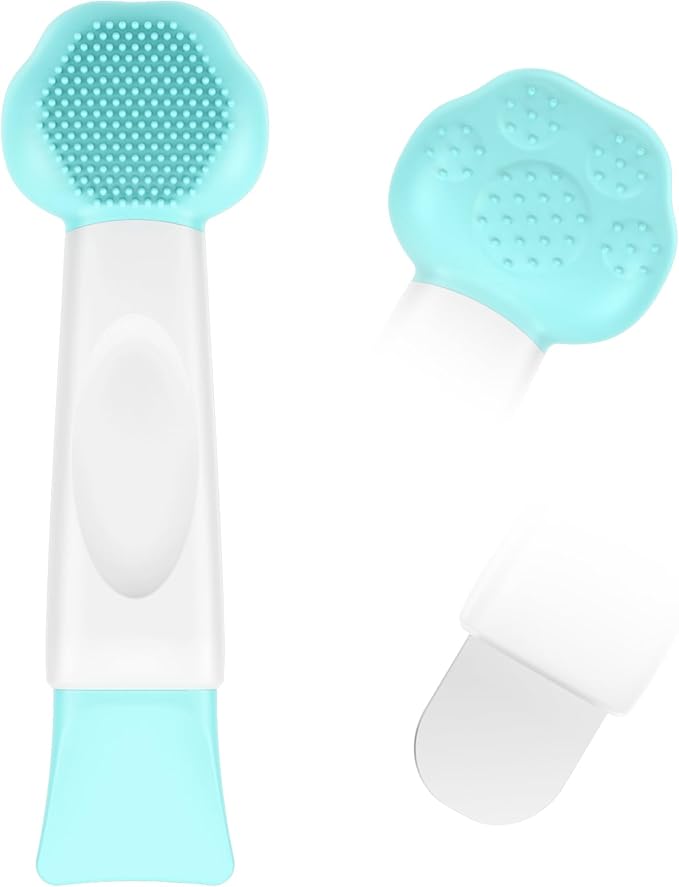 Silicone Face Scrubber, 3 in 1 Pore Brush Skin Scrubber Face Spatula with Face Mask Applicator Tool, Pore Cleaner, Blackhead Remover, Makeup Removal, Mud Mask, Body Lotion (Blue)