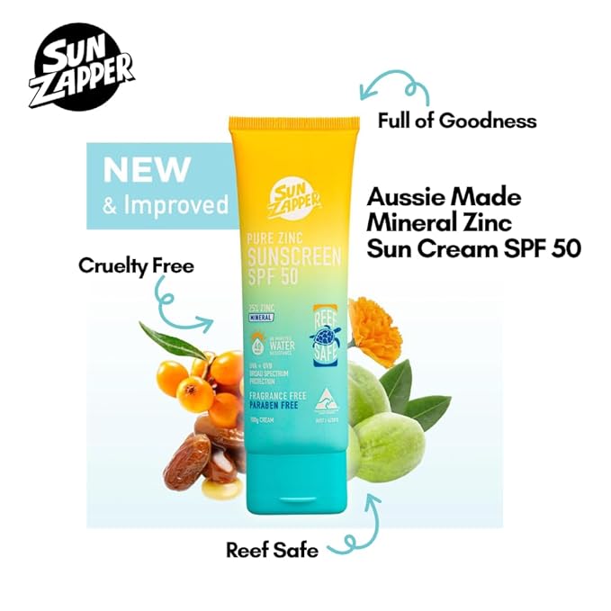 Sun Zapper Pure Zinc Sunscreen SPF 50 Reef Safe Mineral Zinc 100g