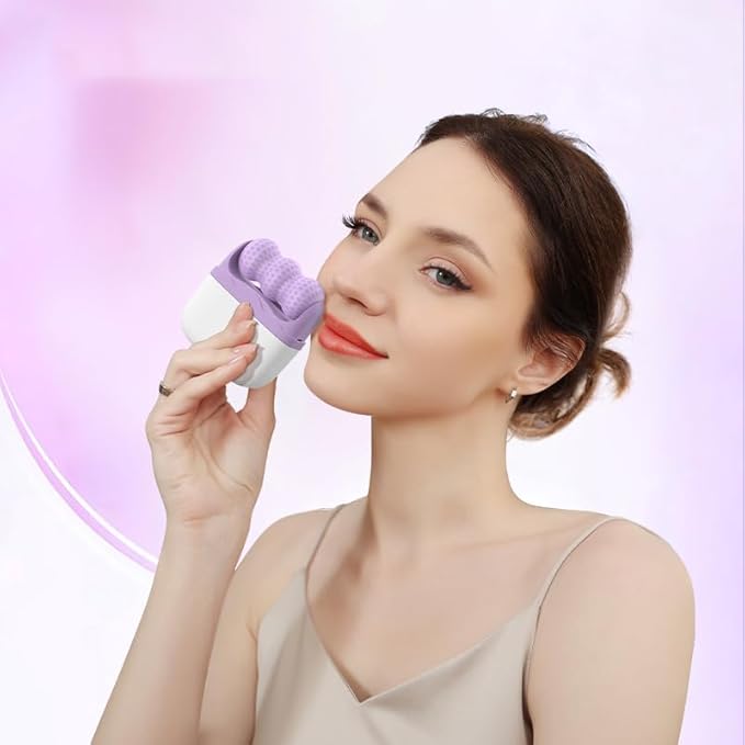 Ice Roller for Face and Eyes, Women Ice Face Roller Reduces Puffiness Relieves Migraines Massager 2 in 1, Facial Rollers, Skin Care Tools, Self Care Gifts for Men Women (Purple)
