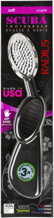 RADIUS Toothbrush Flex Brush Left Hand Black/White 1 Unit| Designed to Improve Gum Health and Reduce The Risk of Gum Disease