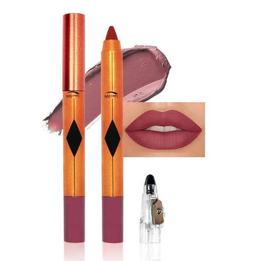 Light Purple Lip Liner Pencil, Smooth Matte Lipstick Crayon with Lip Pencil Sharpener for Women, Velvet Smudge Proof Smudgeproof Waterproof No Transfer Makeup Forever Lipliner 504#