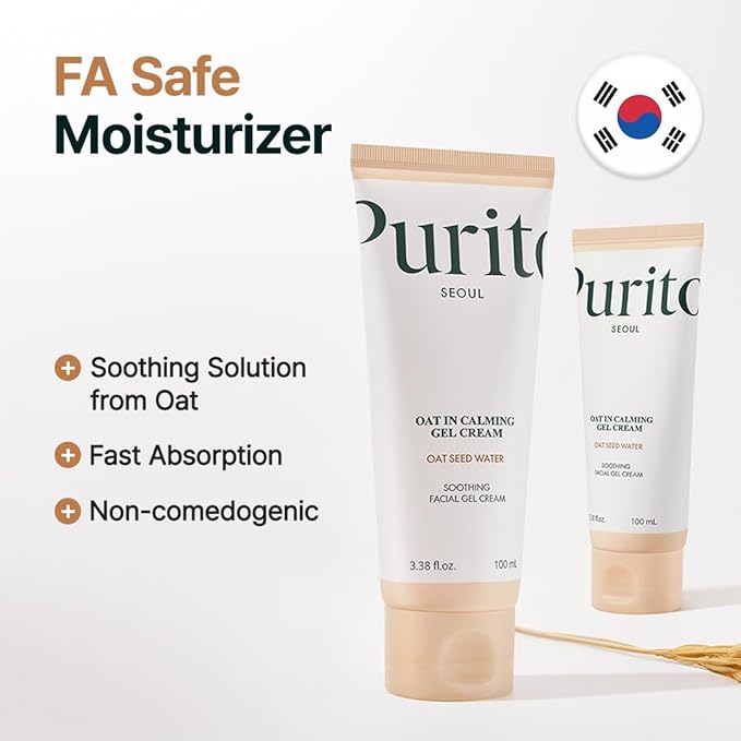 PURITO Oat In Calming Gel Cream, Oat Seed Water Hydration & Soothing, Lightweight, Non-Sticky FA Safe Moisturizer for Sensitive Skin, Non-Comedogenic, Fragrance-Free, Korean Skincare 3.38 fl.oz