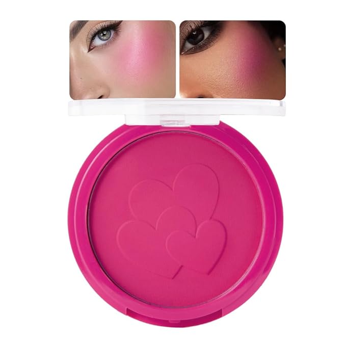 Single Rose Pink Matte Blush for Cheeks Face Blushes Makeup Palette, Rose Bean Monochrome Cream Blushes Palette Makeup for Older Women, Natural Pigmented Paleta de rosa oscuro monocromática 02