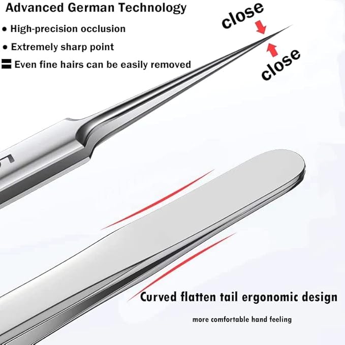 2Pcs Professional Facial Blackhead Remover Tweezers and Pimple Extractor Acne Treatment Tool for Acne Pimples Comedowns Blemishes or Splinters Removal