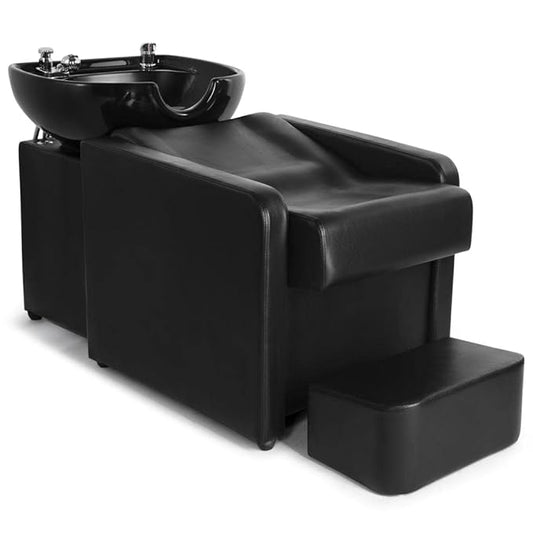 Artist hand 70" Shampoo Bowl Barber Backwash Chair Sink Chair with Foot Pedal, Headrest for Spa Beauty Salon