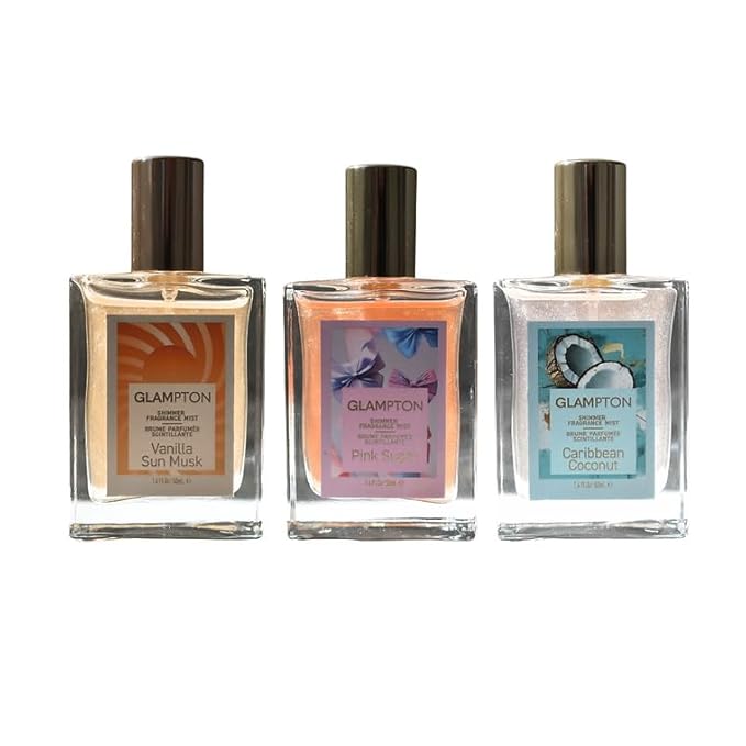 Shimmer Fragrance Mist Gift Set, Sweet Sugar, Vanilla Sun Musk, Caribbean Coconut, 1.7 Fl Oz Each, 3 Pack