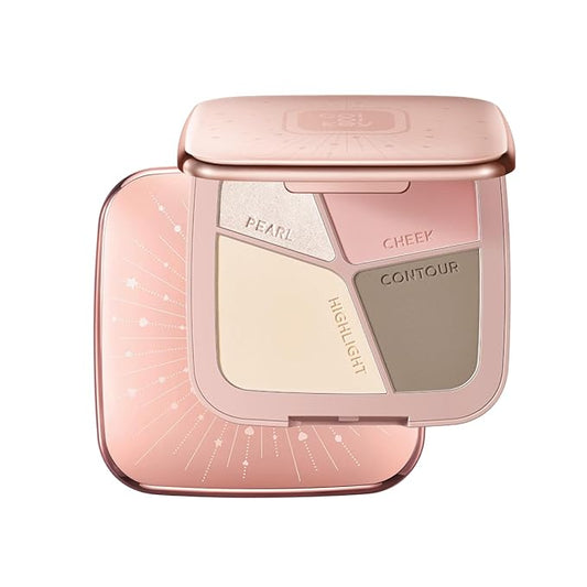 COLORKEY 3D Sculpting Contour Palette, 4-Color, High Capacity, Highlighter, Blush, Shadow, Translucent, Youthful Glow, Long-Lasting, Fine Texture (01)