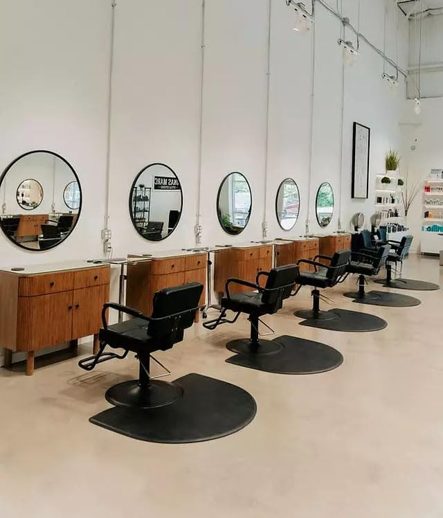 Buy-Rite Atlas Professional Salon Styling Chair - Extra-Wide Seat, Black Metal Frame, Premium Black Vinyl with Detailed Stitching, Open Back Design, Hydraulic Base, NIN-5516