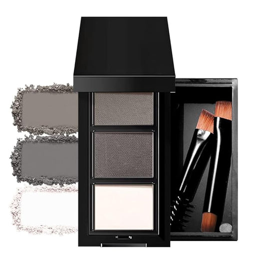 Taupe Grey Eye Brow Powder for Women, Matte Gray Black Eyebrow Powder Kit with Brush, Long-Lasting 3 Colors Beige White Brow Palette, Filler for Full, Defined Natural Brows Shaping