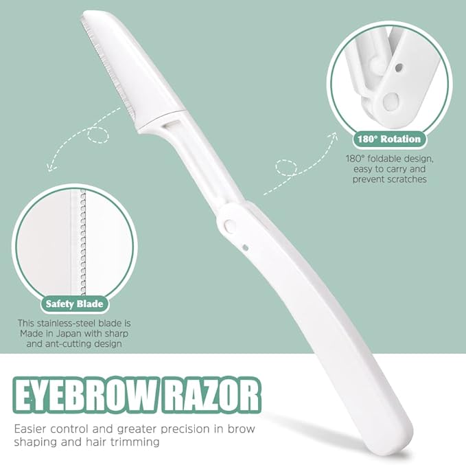 TsMADDTs 7PCS Tweezers Set for Women Facial Hair, Precision Tweezer for Eyebrows with Curved Scissor and Eyebrow Razor for Ingrown Hair, Yellow&Green