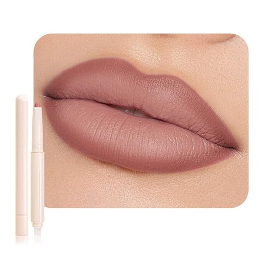 Plump Matte Crayon Lip Liner Pencil, Plun Lipstick Lip Liners for Women, 24 Hour Long-Lasting Lip Gloss Makeup, With Silicone Smudger for Define Contours & Sculpting Lip, 01