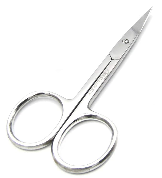 Eyebrow Scissors & Small Cuticle Scissors, Curved Blade Manicure TSA Scissors. Stainless-Steel Scissors for Eyelashes, Facial Hair, Pubic, Men Moustache & Beard.